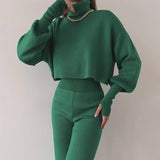 Autumn And Winter European And American Turtleneck Loose-Green-1