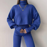 Autumn And Winter European And American Turtleneck Loose-Blue-3