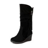 Autumn And Winter Mid-tube Boots Women-Black-2