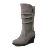 Autumn And Winter Mid-tube Boots Women - Grey / 33 - Bottes