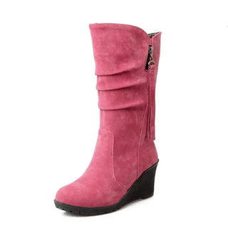 Autumn And Winter Mid-tube Boots Women - Pink / 33 - Bottes