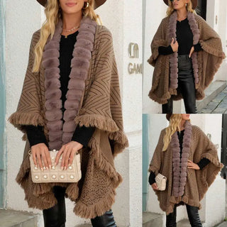 Autumn And Winter New Luxury Wool Collar Tassel Shawl