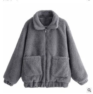 LOVEMI - Autumn and winter warm lamb hair pocket cotton coat cotton