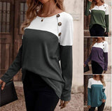 Autumn And Winter Women's Color Matching T-shirt-2