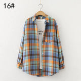 LOVEMI - Autumn New Style Ten-Color Plaid Shirt Women'S Long-Sleeved