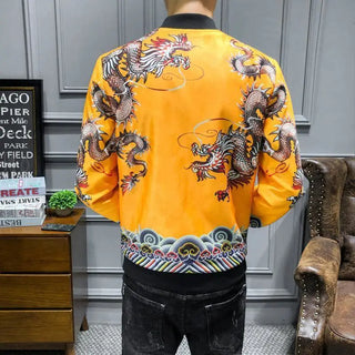 LOVEMI - Autumn New Yellow Robe Chinese Style Printed Jacket Men