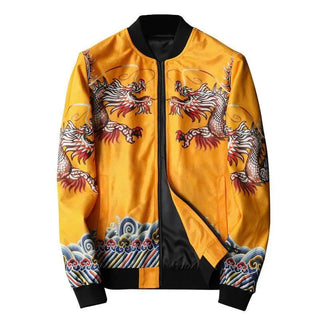 LOVEMI - Autumn New Yellow Robe Chinese Style Printed Jacket Men