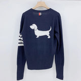 LOVEMI - Back puppy jacquard wool knit coat