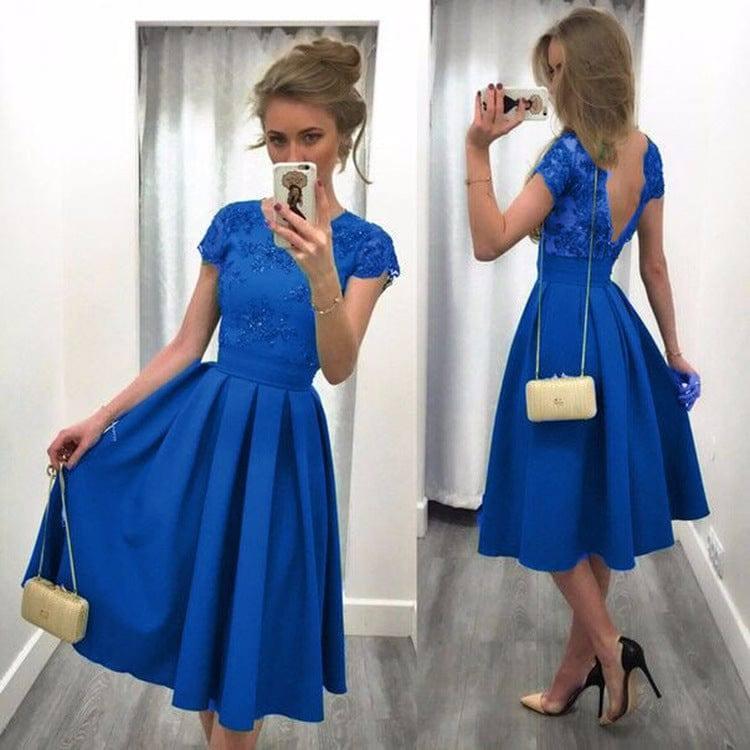 Backless dress dress-Blue-6