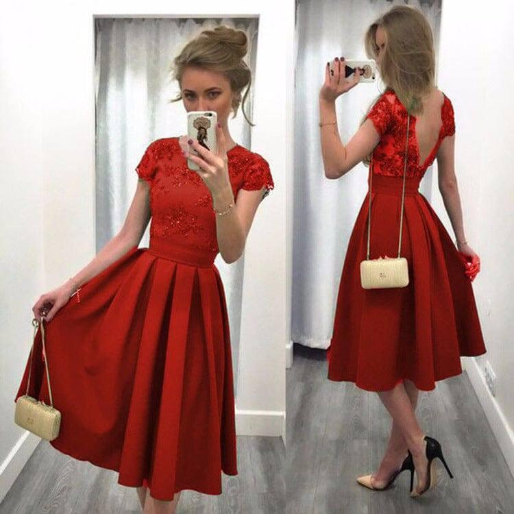 Backless dress dress-Red-7
