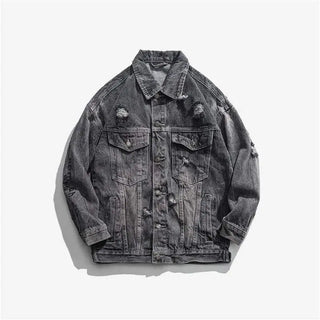 LOVEMI - Baggy denim jacket with a ripped lapel