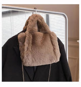 LOVEMI  Bags Shoulder bags Dark khaki / S Lovemi -  Winter Bags Chain Plush Handbag Totes Women Shoulder Bag