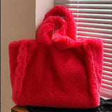 LOVEMI  Bags Shoulder bags Rose red / S Lovemi -  Winter Bags Chain Plush Handbag Totes Women Shoulder Bag