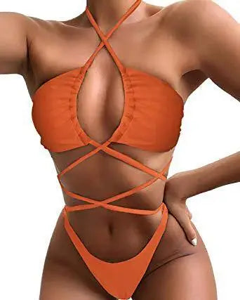 LOVEMI - Bikini Comfortable And Sexy Solid Color Long Rope One Piece