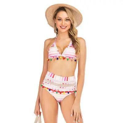 Bikini Rainbow Fringe Swimwear Women-PurpleTransverse-7