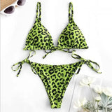 Bikini Split Swimsuit Double-Sided Leopard Snakeskin Print-Greendots-6