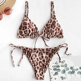 LOVEMI - Bikini Split Swimsuit Double-Sided Leopard Snakeskin Print