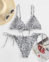 LOVEMI - Bikini Split Swimsuit Double-Sided Leopard Snakeskin Print