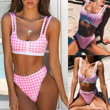 Bikini swimsuit small ladies swimsuit split plaid slim-1