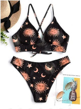 LOVEMI  Bikinis Black / L Lovemi -  Hot Sale Sun Moon Star Print High Waist Split Bikini
