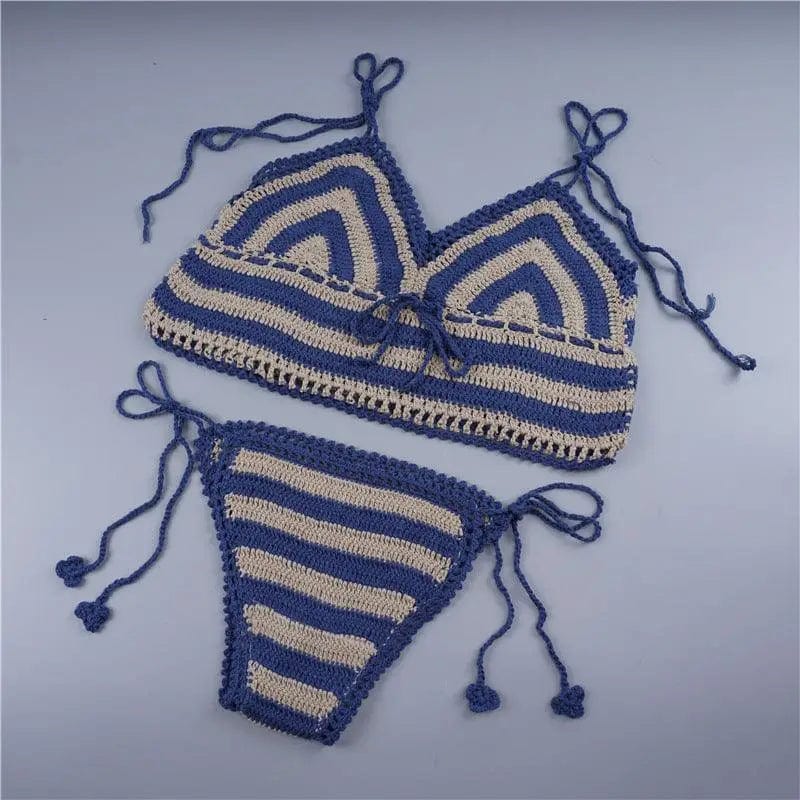 LOVEMI  Bikinis Black Lovemi -  Foreign trade Bikini Bikini Hand Crochet striped swimsuit,