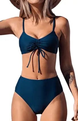 LOVEMI  Bikinis Blue / S Lovemi -  Ladies Fashion Cutout Lace-Up Halter Swimsuit