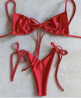 LOVEMI  Bikinis DY08 / S Lovemi -  Women's Split Bikini Solid Color Strappy Swimsuit