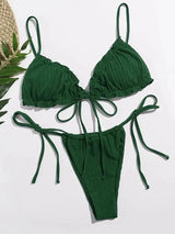 LOVEMI  Bikinis Green / L Lovemi -  Pure Color Split Body Slim Sexy Hot Spring Swimsuit Bikini