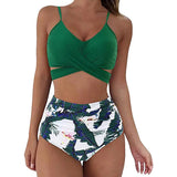 LOVEMI  Bikinis Greenflower / 2XL Lovemi -  Women Sexy Soild Print Bikini Set Push Up Bathing Swimwear