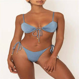LOVEMI  Bikinis Grey / M Lovemi -  Split bikini with solid color strap
