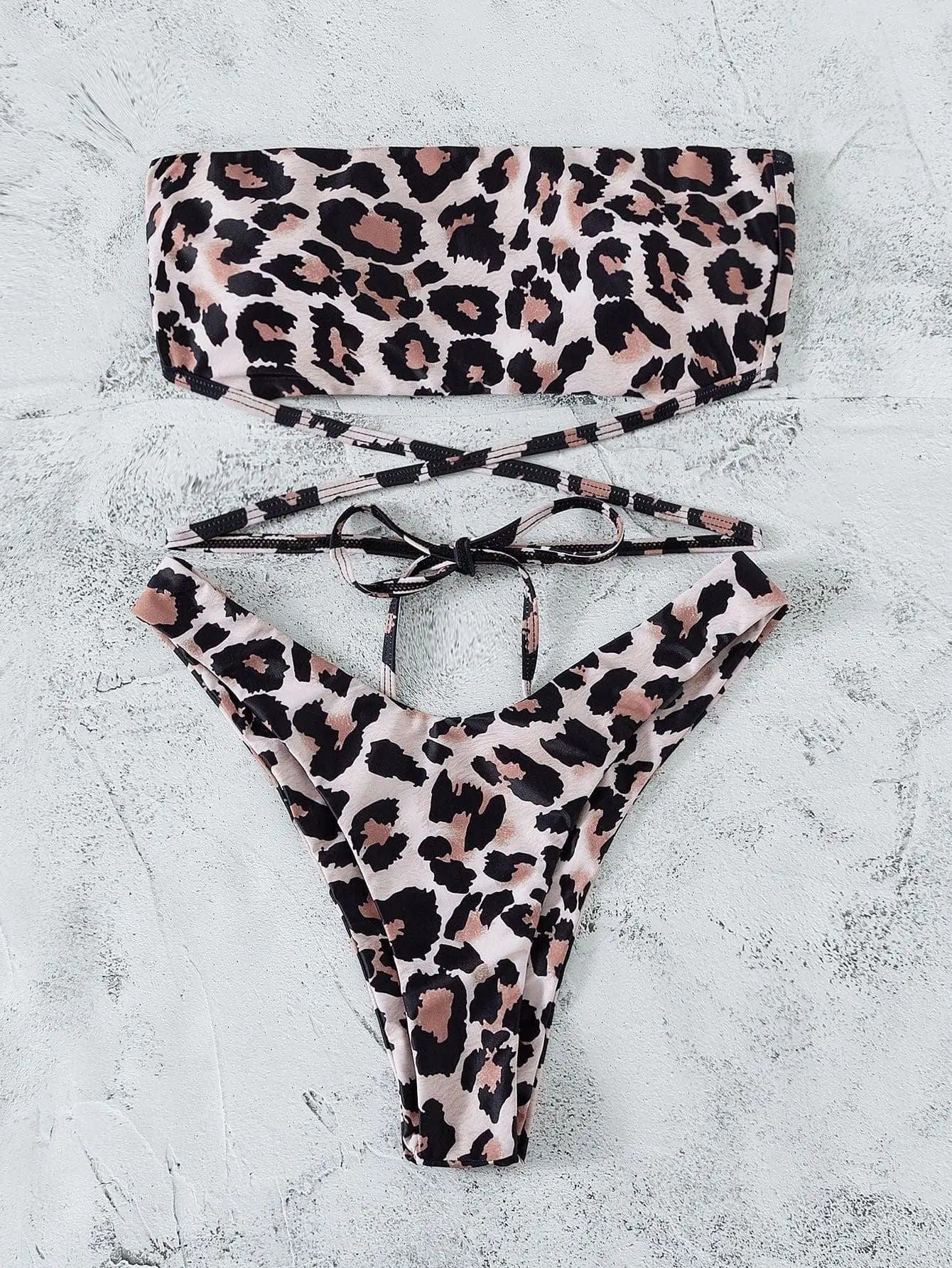 LOVEMI  Bikinis Leopard / S Lovemi -  Leopard Print Bikini Bandeau Split Swimsuit