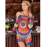 LOVEMI Bikinis Lovemi -  hook flower hollow blouse beach knit blouse long-sleeved