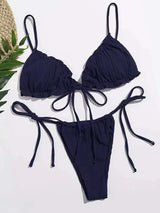 LOVEMI  Bikinis Navy / L Lovemi -  Pure Color Split Body Slim Sexy Hot Spring Swimsuit Bikini