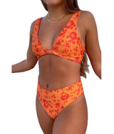 LOVEMI  Bikinis Orange / S Lovemi -  Ladies Fashion Cutout Lace-Up Halter Swimsuit