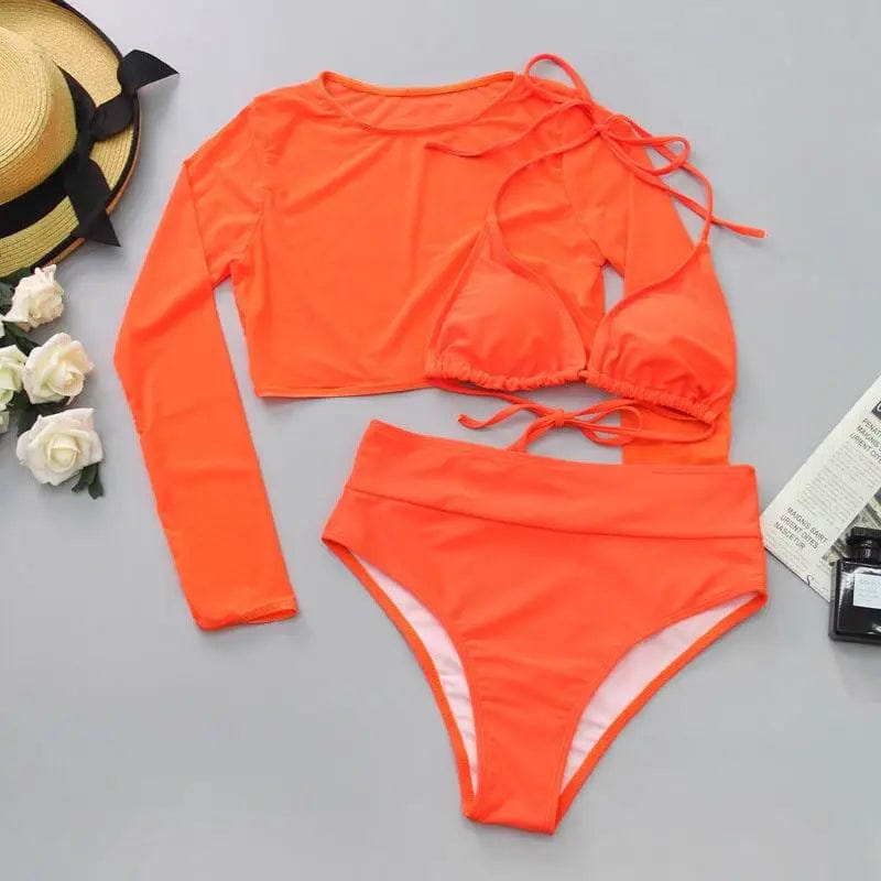 LOVEMI  Bikinis Orange / S Lovemi -  Mesh Three-piece Bikini Split Swimsuit