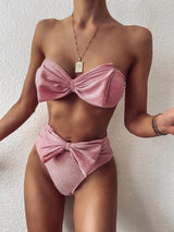 LOVEMI  Bikinis Pink / L Lovemi -  Split bright silk bikini