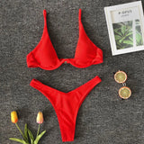LOVEMI  Bikinis Red / L Lovemi -  Individuality gathered underwire special fabric split