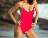 LOVEMI  Bikinis Red / S Lovemi -  One Piece Braided Rope Swimsuit Solid Color Halter Sexy