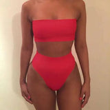 LOVEMI  Bikinis Red / XL Lovemi -  Sexy Two-Piece Breast Wrap Swimsuit Bikini Set Tube Top Set