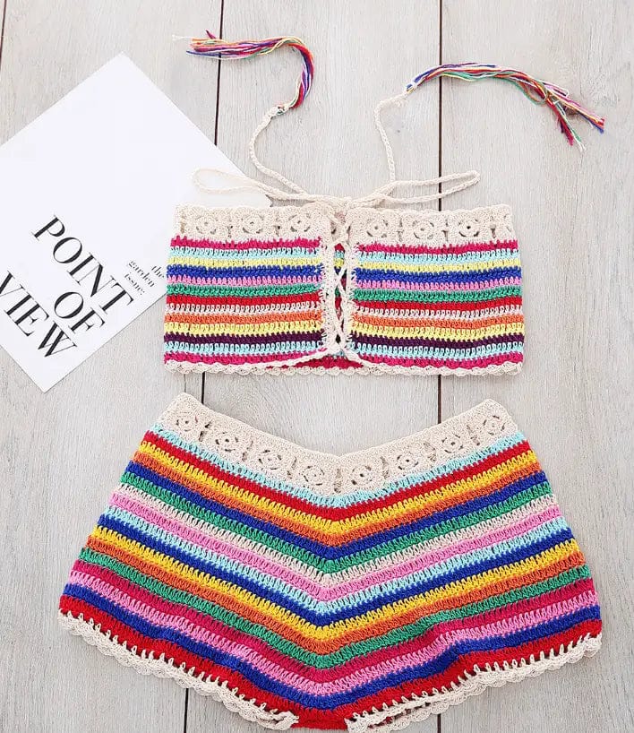 LOVEMI  Bikinis Redsuit / M Lovemi -  Women's Handmade Color Striped Bikini Swimsuit