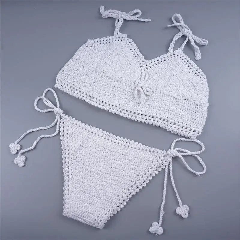 LOVEMI  Bikinis White Lovemi -  Foreign trade Bikini Bikini Hand Crochet striped swimsuit,