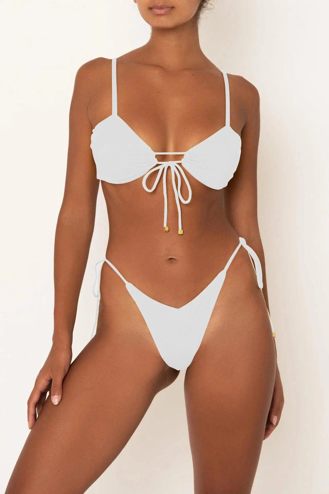 LOVEMI  Bikinis White / M Lovemi -  Multicolor nylon strap bikini split swimsuit