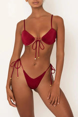 LOVEMI  Bikinis Wine Red / L Lovemi -  Multicolor nylon strap bikini split swimsuit