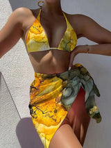LOVEMI  Bikinis Yellowink / S Lovemi -  Tie Dye Mesh Swimsuit Three Piece Bikini