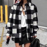 LOVEMI - Black and white checkered shirt coat