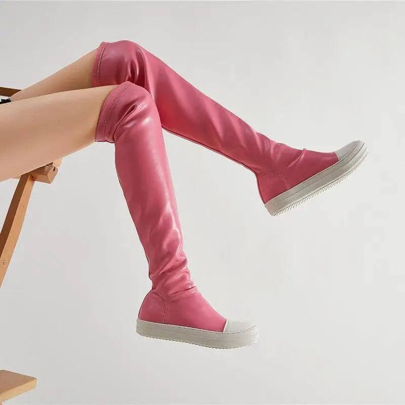 Black Long Boots Fashion Winter Shoes Women Waterproof-Pink-4