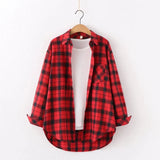 LOVEMI Blousse Black red grid / S Lovemi -  Plaid Shirt Women'S Long-Sleeved Loose Shirt Jacket
