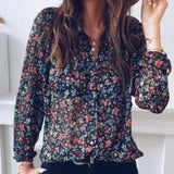 LOVEMI Blousse Black / XL Lovemi -  Ladies small floral lapel shirt