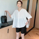 LOVEMI Blousse Blouse / M Lovemi -  Fashion Loose Age-reducing Chiffon Doll Shirt Short Sleeve