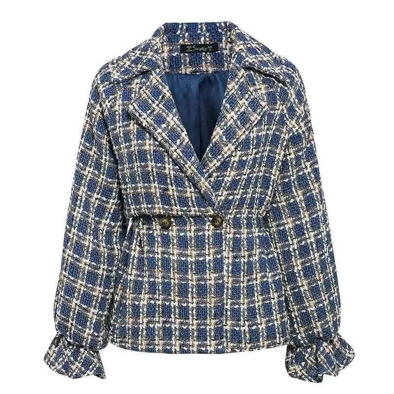 LOVEMI Blousse Blue / S Lovemi -  Tweed casual coat plaid